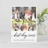 Calligrafie 4 Foto Best Day Ever Wedding Bedankkaart (Staand voorkant)