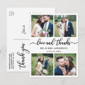 Calligrafie 4 Foto Huwelijksfoto Bedankt Briefkaart (Voorkant / Achterkant)