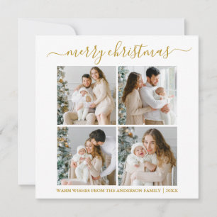 Calligrafie 4 Foto Merry Kerstmis Square Feestdagenkaart