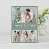 Calligrafie 4 Foto Merry Kerstsage Green Feestdagenkaart (Staand voorkant)