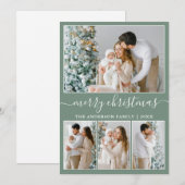 Calligrafie 4 Foto Merry Kerstsage Green Feestdagenkaart (Voorkant / Achterkant)