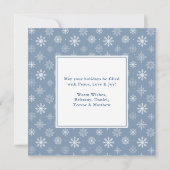 Calligrafie 4 Foto Snowflakes Dusty Blue Square Feestdagenkaart (Achterkant)