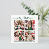 Calligrafie 4 Foto Snowflakes Green Square Feestdagenkaart (Staand voorkant)
