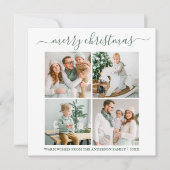 Calligrafie 4 Foto Snowflakes Sage Green Square Feestdagenkaart (Voorkant)