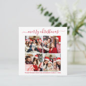 Calligrafie 4 Foto Snowflakes Square Red Feestdagenkaart (Staand voorkant)