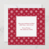 Calligrafie 4 Foto Snowflakes Square Red Feestdagenkaart (Achterkant)