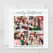 Calligrafie 4 Fotokerstgroen vierkant Feestdagenkaart (Voorkant)