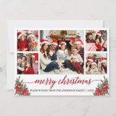 Calligrafie 5 Foto met Kerstmis Pines Feestdagenkaart (Voorkant)