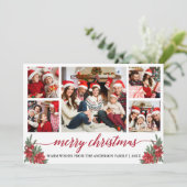 Calligrafie 5 Foto met Kerstmis Pines Feestdagenkaart (Staand voorkant)