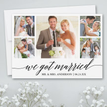 Calligrafie 5 Foto Wedding Announcement Card