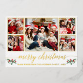 Calligrafie 5 Kerstfeestdag met foto's Folie Feestdagenkaart (Voorkant)