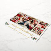 Calligrafie 5 Kerstfeestdag met foto's Folie Feestdagenkaart (Gedraaid)