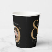 Calligrafie 80th Birthday Elegant Gold Black Photo Papieren Bekers (Rechts)