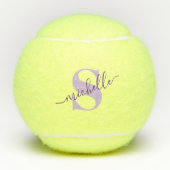 Calligrafie Aangepaste monogram naam Paars Tennisballen (Voorkant)
