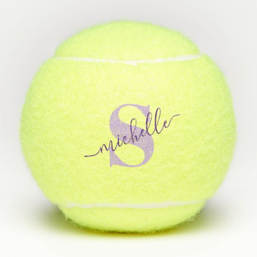 Calligrafie Aangepaste monogram naam Paars Tennisballen (Voorkant)