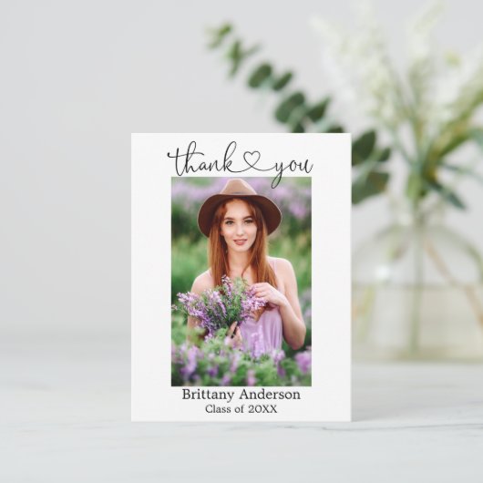 Calligrafie Afstuderen Hartelijk dank Briefkaart (Staand voorkant)
