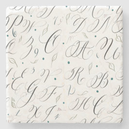 Calligrafie Alphabet en Flourishes marmer Onderzet Stenen Onderzetter