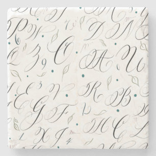 Calligrafie Alphabet en Flourishes marmer Onderzet Stenen Onderzetter