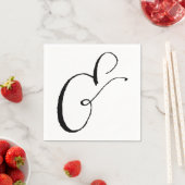 Calligrafie Ampersand Napkin, zwart-wit en wit Servet (Insitu)