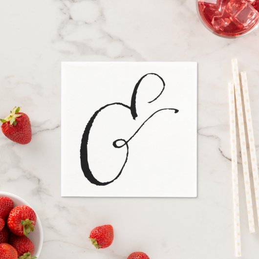 Calligrafie Ampersand Napkin, zwart-wit en wit Servet (Insitu)
