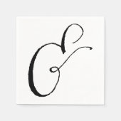Calligrafie Ampersand Napkin, zwart-wit en wit Servet (Voorkant)