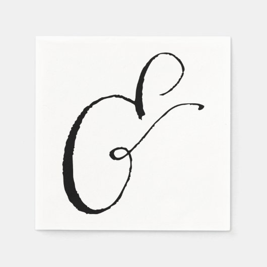Calligrafie Ampersand Napkin, zwart-wit en wit Servet (Voorkant)