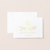 Calligrafie Anemone Flower Photo Save the Date Folie Kaarten (Voorkant met envelop)