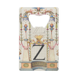 CALLIGRAFIE ANTIEK ALPHABET Z CREDITKAART FLESSENOPENER