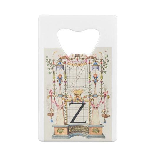 CALLIGRAFIE ANTIEK ALPHABET Z CREDITKAART FLESSENOPENER (Achterkant)