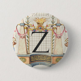 CALLIGRAFIE ANTIEK ALPHABET Z RONDE BUTTON 5,7 CM