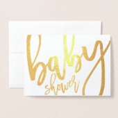 Calligrafie baby shower Invitation Gold Foil Kaart (Voorkant met envelop)