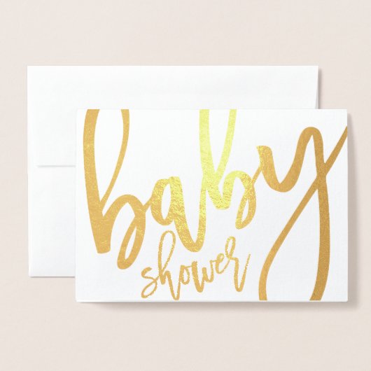 Calligrafie baby shower Invitation Gold Foil Kaart (Voorkant met envelop)