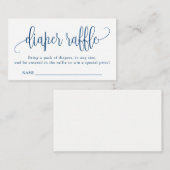 Calligrafie-Baby shower, luier, blauw Informatiekaartje (Voorkant / Achterkant)
