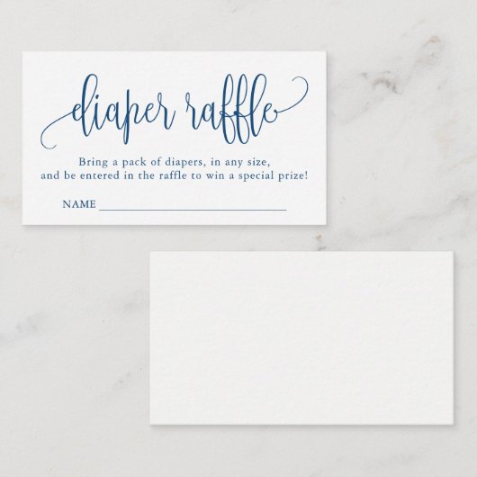 Calligrafie-Baby shower, luier, blauw Informatiekaartje (Voorkant / Achterkant)