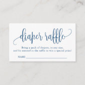 Calligrafie-Baby shower, luier, blauw Informatiekaartje (Voorkant)