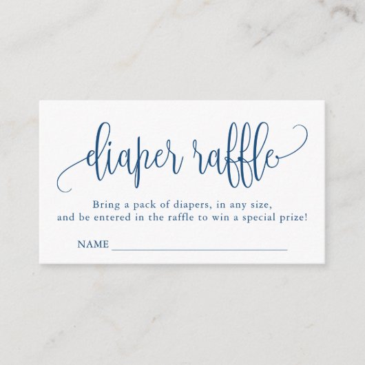 Calligrafie-Baby shower, luier, blauw Informatiekaartje (Voorkant)