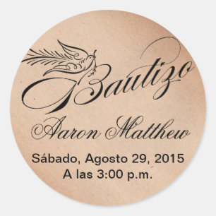 Calligrafie Bautizo Baptism en Dove Ronde Sticker