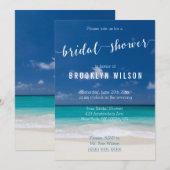 Calligrafie Beach Bridal Shower-uitnodigingen Kaart (Voorkant / Achterkant)