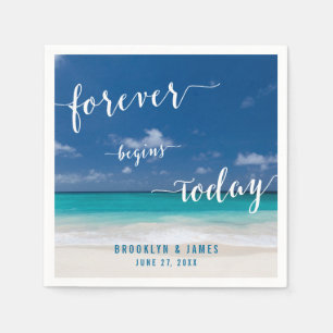 Calligrafie Beach Wedding Napkins Servetten