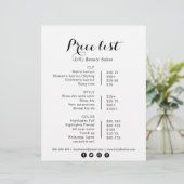 Calligrafie Beauty Salon-prijslijst (Staand voorkant)