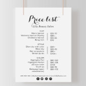 Calligrafie Beauty Salon-prijslijst