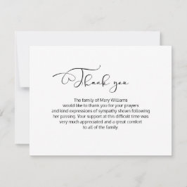 Calligrafie begrafenis Dank je Kaart