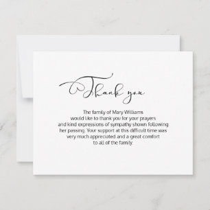 Calligrafie begrafenis Dank je Kaart