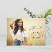 Calligrafie Bekleding Foto Afstuderen Hartelijk da Bedankkaart (Staand voorkant)