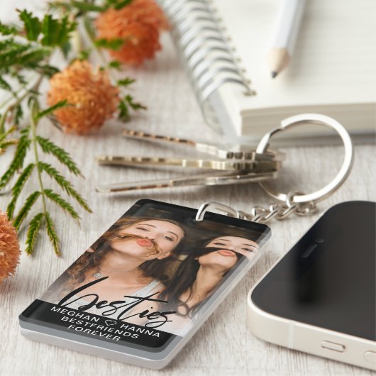 Calligrafie Besmet minimale overlay foto Sleutelhanger (Voorkant Rechts)