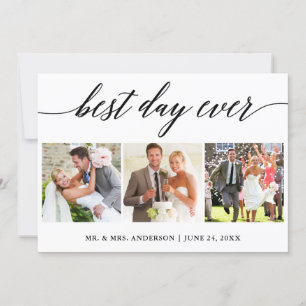 Calligrafie Best Day Ever Weddenschap 3 Foto Bedankkaart
