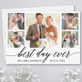Calligrafie Best Day Ever Weddenschap 5 Foto Bedankkaart