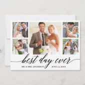 Calligrafie Best Day Ever Weddenschap 5 Foto Bedankkaart (Voorkant)