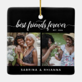 Calligrafie Best Friends Forever 4 Foto Collage Keramisch Ornament (Achterkant)