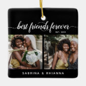 Calligrafie Best Friends Forever 4 Foto Collage Keramisch Ornament (Voorkant)